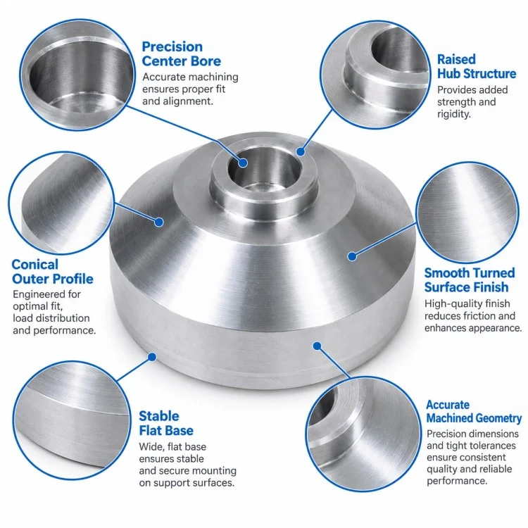 CNC Machined Conical Flange Disc Component