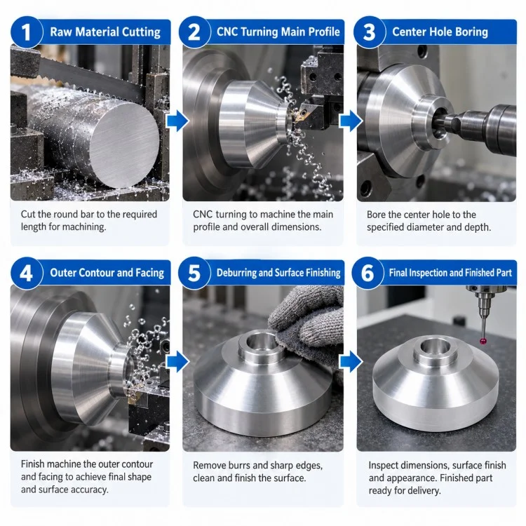 CNC Machined Conical Flange Disc Component