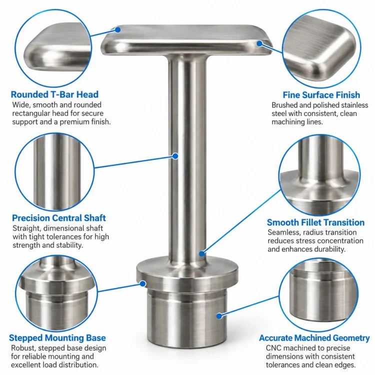 CNC Machined T-Head Stepped Shaft